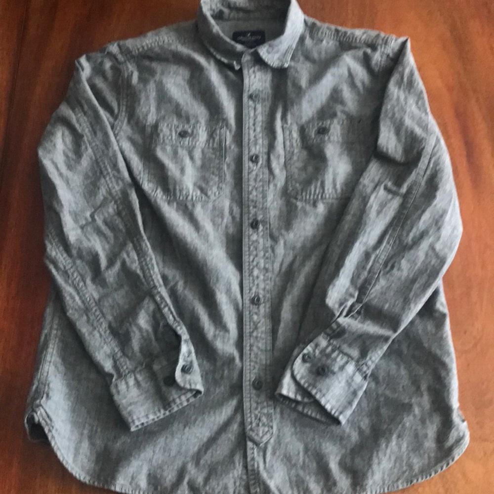American Eagle Gray Classic Fit Button Down - image 1